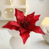29CM flor artificial de tela flor de lentejuelas flor de Navidad arreglo de flor de Navidad adorno decoración corona de Navidad decoración de vid