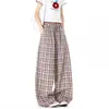 Pantalones Rectos a Cuadros Bloque de Color Retro Americano Otoño 2026 para Hombres y Mujeres, Holgados Casual Versátiles Caídos Relajados Largos