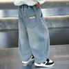 Jeans de Primavera y Otoño para Niños 2026 Nuevo Estilo Otoño Pantalones Rectos con Pedrería Pantalones Largos Elegantes Holgados de Moda para Niños