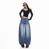 Jeans Wide Leg Laranja Infantil#Design Patchwork Lavado Retrô Calças de Comprimento Total Versáteis com Caimento que Esconde Defeitos