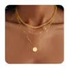 2025 Nuevo Collar de Disco de Amazon Cadena de Clavícula de Cobre Juego de Tres Piezas Vanguardista Moderno Elegante Accesorios de Viaje para Mujer