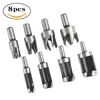 Conjunto de 8 peças de broca de plugue haste redonda ferramenta de perfuração para furadeira elétrica tipo garra de barril broca redonda para espiga de madeira terno de broca para marcenaria