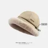 Sombrero de Pescador de Felpa Japonés Otoño Invierno Espesado Cálido Sombrero de Cubo Versátil Forro Polar Protección para los Oídos Sombrero de Cubo Retro Adelgazante