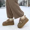 Zapatos Birkenstock de suela gruesa para mujer, con forro de felpa, engrosados, cálidos, zapatos de suela de frijol, nuevo estilo 2026, botas de nieve de invierno, zapatos de algodón, zapatos peludos