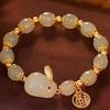 Jade coelho conjunto colar quente romântico pulseira pequena para o presente de aniversário da mãe para a esposa da menina para os idosos Dia das Mães