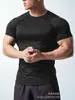 Talla transfronteriza EE. UU./UE En stock Deportivo Iónico Elástico Ajustado Casual Secado Rápido Running Cuello Redondo Manga Corta Top T