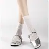 Meias Femininas Zhuji para Primavera e Verão, Meias de Cano Médio, Meias Largas para Mulheres, Combinadas com Sapatos Pequenos de Couro, Meias Finas Estilo Ballet JK para Verão