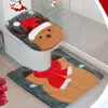 Juego de Funda para Asiento de Inodoro Navideño con Muñeco de Nieve, Papá Noel y Reno, Juego de Dos Piezas, Surtido para la Temporada Navideña