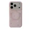 Funda de Teléfono Móvil Linda Conejo Gris con Lunares Rosas y Estrellas Manzana 18Promax Adecuada para 16Pro Doble Capa Succión Magnética 17