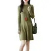 Vestido de Punto Otoño/Invierno 2026 para Mujer, Elegante Vestido Suéter Redondo Delgado por Encima de la Rodilla, Vestido Base para Mujer
