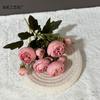Ramo pequeño de rosas con 5 tenedores para bodas, accesorios de fotografía, flores falsas, comercio exterior, flores de imitación