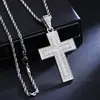 2026 Nuevo Collar con Colgante de Cruz de Diamante Completo Europeo y Americano Transfronterizo Largo 3.0 Cadena Retorcida de Acero de Titanio Collar para Suéter