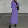 Ropa de Mujer de Exportación Transfronteriza Europea y Americana 2024 Otoño Nueva Moda Vestido Ajustado con Capucha y Abertura Cubre Caderas Falda de Mujer