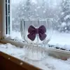 Copo fofo listrado para água, criativo, de vidro com alto teor de borosilicato, para uso doméstico, leite de aveia, café da manhã, sobremesa, leite azedo