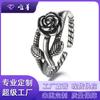 Personalizado Amazon ebay hilo de cáñamo rosa anillo de plata imitación coreana tailandesa anillo abierto vintage antiguo anillo anillo anillo