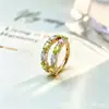 Aretes de anillo brillantes de doble capa con corte marquise de aleación de titanio F136 en dorado, Aretes para piercing labial de titanio G23 con rosca interna y circonita