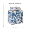 Nuevo Jarrón Cerámico Cuadrado Azul y Blanco Estilo Chino con Patrones de Paisaje y Pájaros, Recipiente para Arreglos Florales, Adorno Decorativo Suave para Sala de Estar, Porcelana