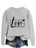 Europeu e americano primavera e outono novo suéter casual feminino LOVE ALL DAY temperamento transfronteiriço com capuz camiseta de manga comprida