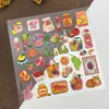 Nova coleção estética de desenhos animados dourada e vermelha com seis adesivos em relevo para journaling, decoração de capa de celular e materiais DIY