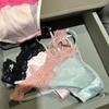 Ropa interior de malla transparente de seda de alta calidad con costuras de encaje hueco cruzado para mujer, sexy, pura, media cobertura, francesa
