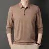 Camiseta de Manga Larga para Hombre de Seda Hielo Otoño Dropshipping 2023 Nuevo Estilo Camiseta Delgada Casual para Hombre para Papá
