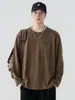 Camiseta de Manga Larga para Hombre 2026 Nueva Tendencia Americana Primavera y Otoño Versátil Casual de Peso Pesado Camiseta de Color Sólido Peso Pesado