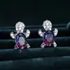 Estilo Caliente Europeo y Americano Juego de Tres Piezas de Piedras de Colores Accesorios de Joyería de Simulación Piedra Colorida Collar de Tortuga Pequeña Anillo Pendientes Mujeres Venta al por Mayor