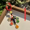 Llavero de Esmalte para Coche de los Cinco Dioses de la Riqueza Estilo Tíbet, Pulsera con Colgante Tejido de Cobre de Bestia Devoradora de Oro, Adorno Étnico para Coche