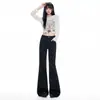 Juvenile Orange # Jeans acampanados con diseño desgastado, elegantes y modernos para mujer, corte ajustado, favorecedores y versátiles