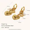Estilo de Moda Transfronterizo Europeo y Americano, Pendientes de Acero Inoxidable con Chapado en Oro de 18 Quilates, Diseño de Mariposa con Flor y Corazón de Gama Alta
