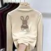 Camiseta Espessa de Manga Longa para Meninas com Bordas Franzidas, Gola Meia-Alta Estilosa, Camiseta Base Escovada para Outono e Inverno