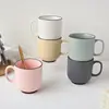 Taza de Café Cerámica Color Sólido Estampada Raya Vertical Transfronteriza Regalo Día del Padre Nuevo Hueso de China Liling