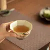 Xícara de Chá Kung Fu Azul Orquídea e Branco Vermelho Pedra de Fogo, Xícara Grande para Mestre, Xícara de Cerâmica para Degustação, Xícara Única Pessoal de Alto Padrão