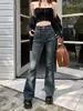 Jeans elástico micro flare plus size para mulheres, outono e inverno de 2026, cintura alta, forrado com fleece, perna reta, perna larga, bootcut, calças compridas até o chão