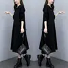 Vestido con Capucha y Botones de Manga Larga para Mujer Tallas Grandes con Dos Bolsillos Grandes, Vestido de Longitud Media Línea A con Cintura Suelta para Primavera y Otoño