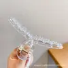 Para cabelos grossos, presilha de tubarão acrílica da moda, presilha de cabelo francesa fofa em formato de coração, presilha de garra com laço elegante para mulheres