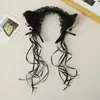 Conjunto Fofo de Tiara com Orelhas de Gato e Coleira de Sino Cosplay Doce Acessórios de Atmosfera Popular para Maid
