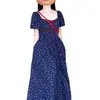 Vestido Floral Azul Estilo Francés para Mujer, Descanso para el Té, Nuevo Modelo Verano 2026, Petite, Elegante, Ceñido a la Cintura, Vestido Largo Adelgazante