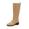 40-50 Estación Independiente de Comercio Exterior Europeo Talla Grande Botas de Mujer Primavera Otoño Huecas Tacón Grueso Botas Altas Sandalias Flotantes