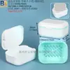 Caja esterilizadora para alineadores con espejo, caja de almacenamiento de PP para alineadores invisibles, caja de plástico para limpiar alineadores, caja de limpieza ultrasónica para dentaduras postizas