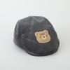 Sombrero de Bebé de Dibujos Animados de Primavera y Otoño Uso Reversible Sombrero Hacia Adelante Boina de Oso Lindo Gorra con Visera de Pana para Niños y Niñas