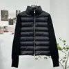 Chaqueta de plumas de punto para mujer con cuello alto Mengjia, abrigo cárdigan ligero de lana y plumas, estilo de invierno de alta gama