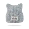 Bonito Gorro de Lana Pequeño que Muestra la Cara, Protección Cálida para las Orejas, Gorro de Punto, Gorro para el Frío, Parche de Orejas de Gato, Gorro de Punto de Color Sólido, Gorro de Otoño e Invierno
