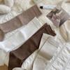 Calcetines de compresión para pantorrilla de algodón nuevos para otoño e invierno 2024, color marrón leche para mujer, estilo académico, calcetines altos ajustados al por mayor