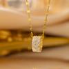 Alta calidad Elegante Lujo Ligero Cobre de Zirconio Completo Micro-incrustación Collar para Mujer Chapado en Oro Real Simple Celebridad Cibernética Delicada Cadena para Clavícula Cadena para Cuello