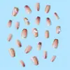Puntas para Uñas Artísticas 3D de Flor de Mariposa Color Nude, Uñas Postizas Terminadas Populares al por Mayor, Uñas de Presión Estilo Fresco Más Vendidas
