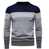 2026 Aliexpress Novo Suéter de Tricô Masculino, Camisa Base Pulôver Listrada para Jovens, Suéter de Gola Redonda para Primavera e Outono