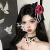 Pinza para el pelo/Tocados de Calavera Rosa de Malla Fantasma Garra de Fantasma Accesorios para el Cabello Oscuros Atrezzo Divertido para Disfrazarse Foto Rendimiento