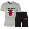 NBA Chicago Time 2024 Camiseta de Marca Tendência Terno de Calça Masculino Terno de Verão para Jovens Moletom Fashion Versátil