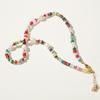 Colar de cordão cor dopamina transfronteiriço pulseira de pedra colorida pérola boêmia pedra natural feita à mão
